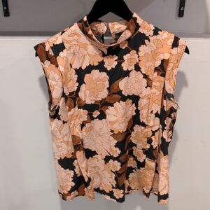 Who What Wear Floral Blouse - Black and Peach